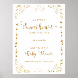 Gold Elegante Sweetheart Baby Dusche Willkommen Poster