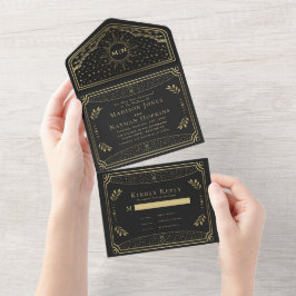 Gold Elegante Tarot Card Einladung Hochzeit