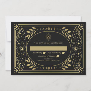 Gold Elegante Tarot Card Wedding RSVP Einladung