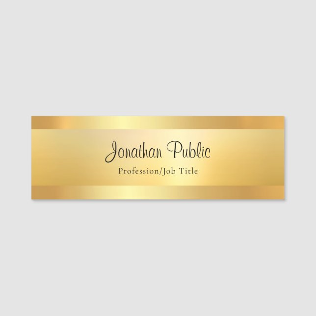 Gold Elegante Template Handwriting Script Text Namensschild (Vorderseite)
