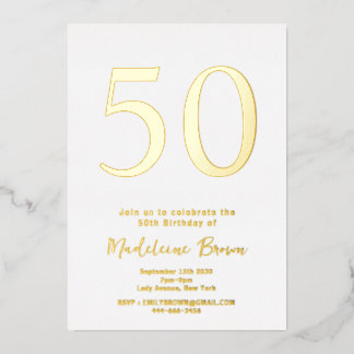 Gold Elegante Typografie 50. Geburtstag Folieneinladung