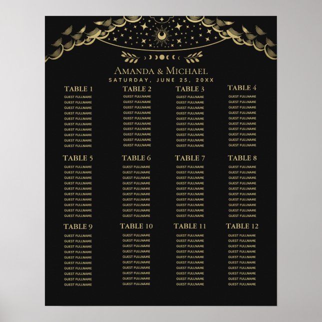 Gold elegante Übersicht über das mystische Tarot b Poster (Vorne)