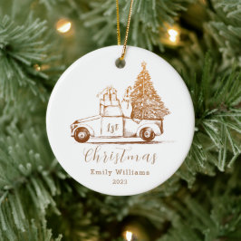 Gold Elegante Weihnachtsbaum Baby's First Christma Keramik Ornament