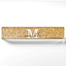 Gold Eleganter Glitzer Feminine Script Name