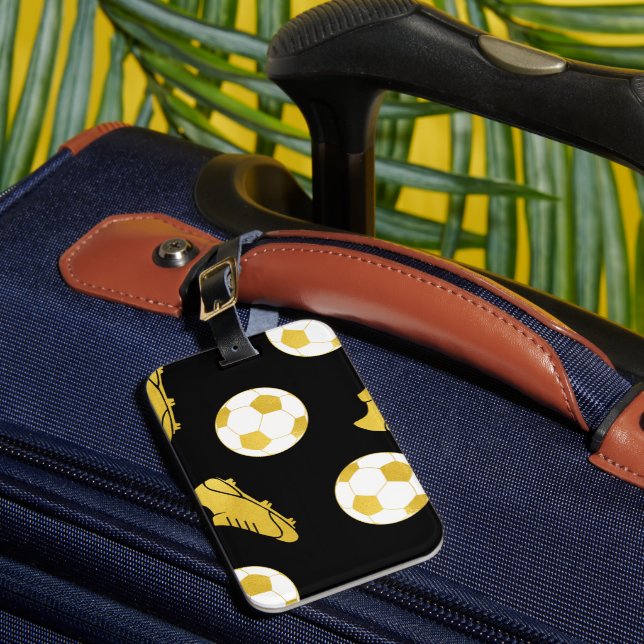 Gold Eleganter klassischer Fußball reinigt Ball Bl Gepäckanhänger (Vorderseite Insitu 1)