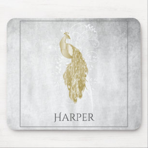 Gold Eleganter Pfau Personalisiert Mouse Pad Mousepad