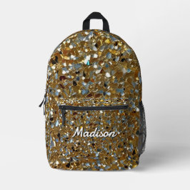 Gold Eleganter Simulierter Schimmernder Partikelef Bedruckter Rucksack