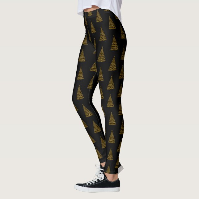 Gold Eleganter Weihnachtsbaum Leggings (Links)