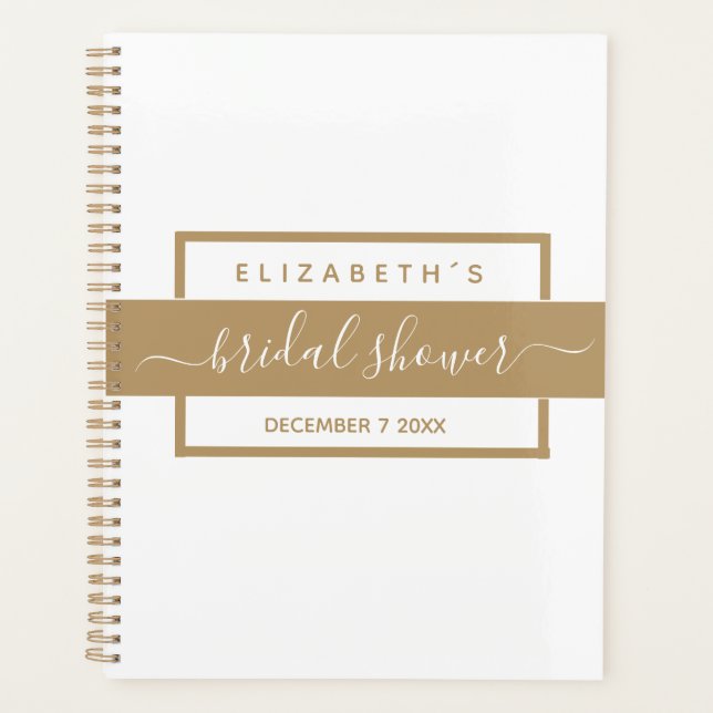 Gold Elegantes Brautparty White Keepake Journal Planer (Vorderseite)