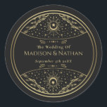 Gold Elegantes Tarot Wedding Classic Round Sticker<br><div class="desc">Elegantes und modernes Hochzeitsdesign inspiriert durch eine Tarot-Karte. Design ist keine echte Folie. Sie können dies durch einen Klick auf "PERSONALISIEREN" weiter anpassen. Matching Items in unserem Shop für ein komplettes Party Thema. Für weitere Fragen wenden Sie sich bitte an ThePaperieGarden@gmail.com</div>