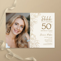Gold Elegantes Überraschungs-Foto 50. Geburtstag