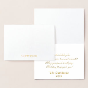 Gold Elegantes WeihnachtsMERRY und BRIGHT Monogram Folienkarte
