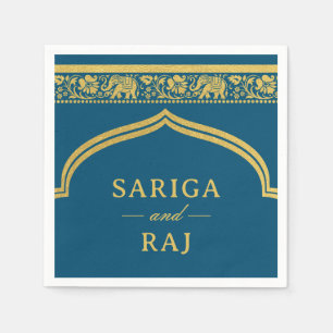 Gold Elephant & Lotus Blume Mundap Arch Wedding Serviette
