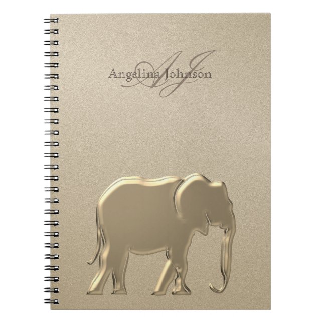 Gold Elephant Luxury Mit Monogramm Notizblock (Vorderseite)