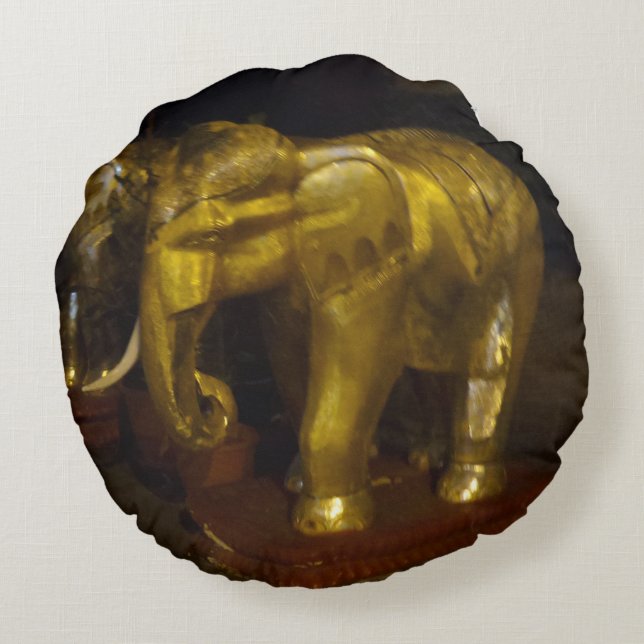 Gold Elephant Round Pillow Rundes Kissen (Rückseite)