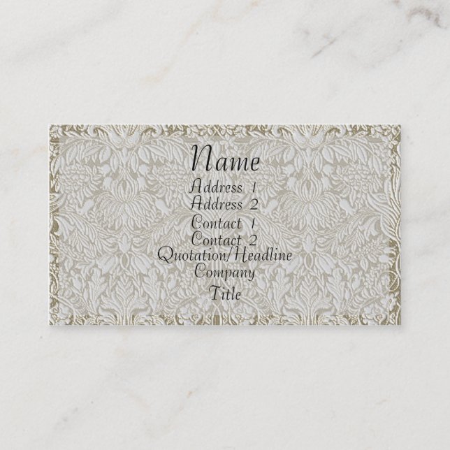 Gold Embossed Look Damask Business Card Visitenkarte (Vorderseite)