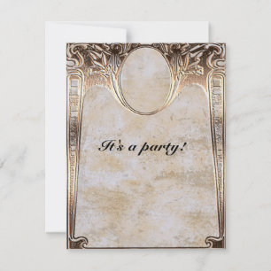 Gold Embossed Look Steamunk Wedding Einladung