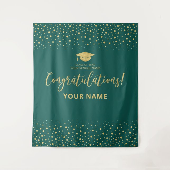 Gold & Emerald Green | ABSCHLUSS Wandteppich (Vorderseite)