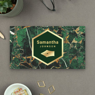 Gold Emerald Green Marble Pen Nib Beruflich Visitenkarte