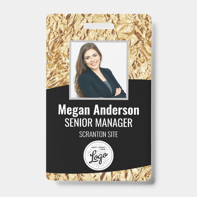 Gold Employee Foto ID Abzeichen Ausweis (Vorderseite)