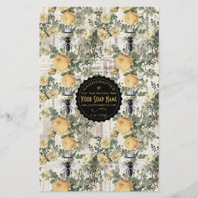 Gold Ephemera Vintag Soap Wrap Paper - Satin (Vorderseite)