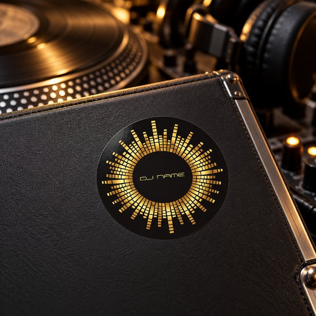 Gold-Equalizer-DJ-Name Runder Aufkleber (Von Creator hochgeladen)