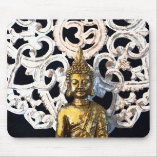 Gold Erde Buddha OM Aum Mantra Ajna Meditation Mousepad