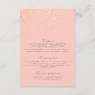 Gold erröten Confetti-Hochzeits-Details - Begleitkarte