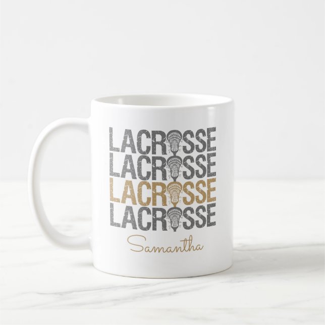 Gold erschüttert Lacrosse Word Kaffeetasse (Links)