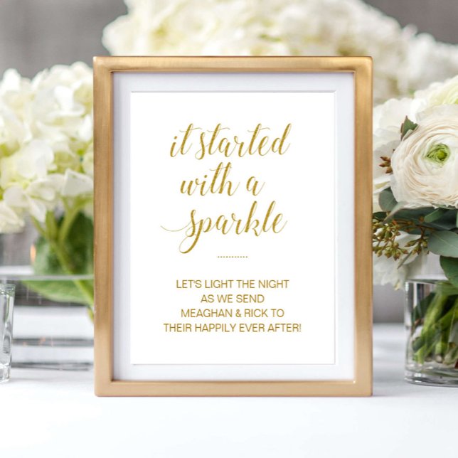 Gold es begann mit einem Sparkle Wedding Sparkler Poster (Von Creator hochgeladen)