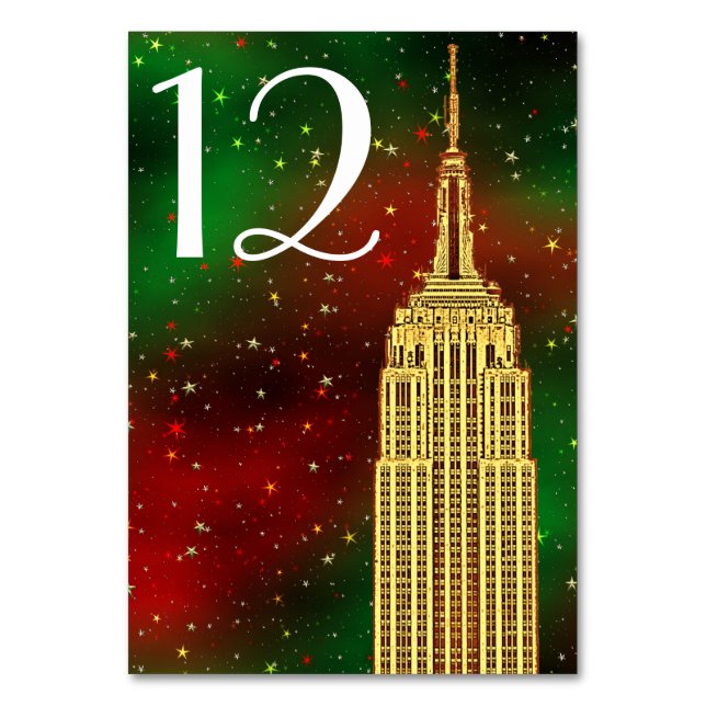 Gold ESB Skyline #2 Xmas Starry Tischnummer (Vorderseite)
