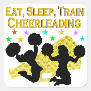 GOLD ESSEN SLEEP CHEERLEADING DESIGN QUADRATISCHER AUFKLEBER