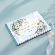 Gold Eucalyptus Boho Gästebuch Pastellblau Quince
