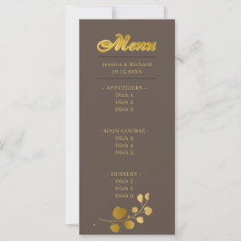 Gold Eucalyptus Dinner Menu Card