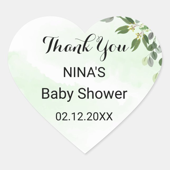 Gold Eukalyptus Blätter Grüne Vielen Dank Herz-Aufkleber (Vorderseite)