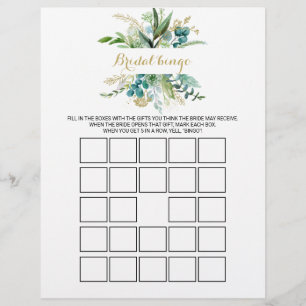 Gold & Eukalyptus Bridal Bingo, Brautparty Game