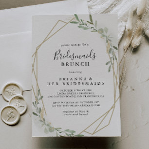 Gold Eukalyptus Bridesmaids Brunch Dusche Einladung