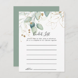 Gold Eukalyptus Calligraphy Bucket List Cards Postkarte