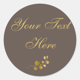 Gold Eukalyptus Custom Text Classic Round Aufklebe Runder Aufkleber