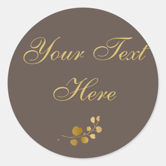 Gold Eukalyptus Custom Text Classic Round Aufklebe Runder Aufkleber (Vorderseite)