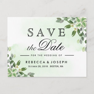 Gold Eukalyptus Greenerity Wedding Save the Date Postkarte