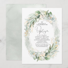 Gold Eukalyptus Greenery Wreath Boho Taufe Einladung