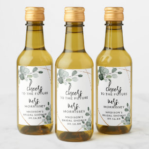 Gold-Eukalyptus-Grün für Brautparty-Geschenke Weinetikett