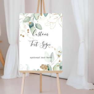 Gold-Eukalyptus-Kalligrafie-Schild mit individuell Poster