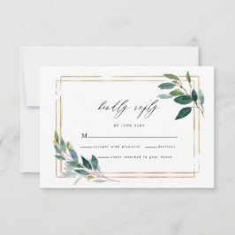 Gold Eukalyptus Leaf Wedding RSVP Card