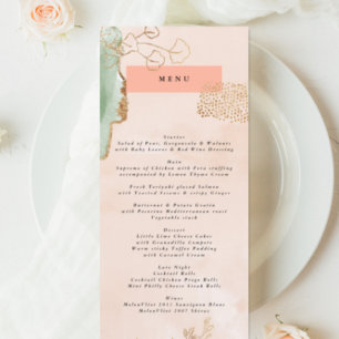 Gold Eukalyptus Moderne Abstrakte Smaragdgrün Menükarte