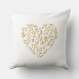 Gold Evergreen Herz Decor Datum Mr & Mrs. Kissen