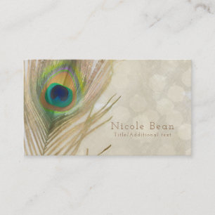 Gold Exotic Peacock Feather Glam Eleganter Chic Visitenkarte