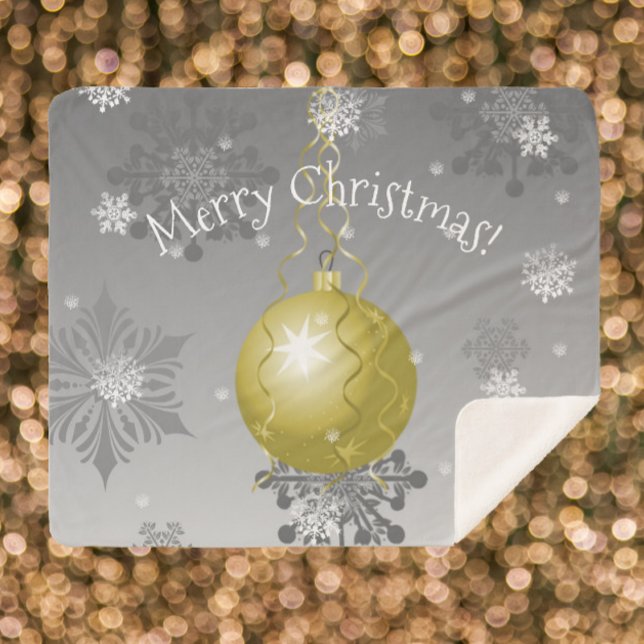 Gold Extravagante Weihnachtsschmuck Sherpa Blanket Sherpadecke (Gold Fancy Christmas Ornament Sherpa Blanket)