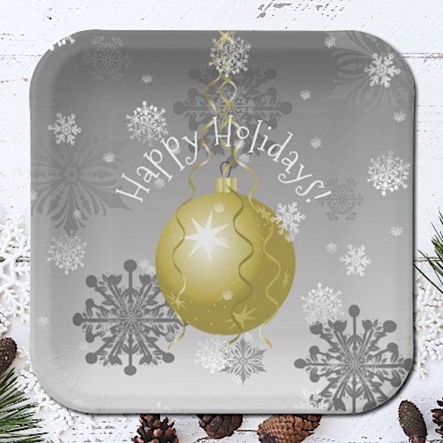 Gold Extravagante Weihnachtsschmuckplatte Pappteller (Gold Fancy Christmas Ornament Paper Plates)